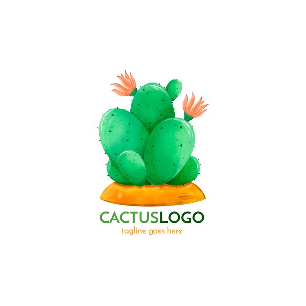 Création de logo de cactus aquarelle