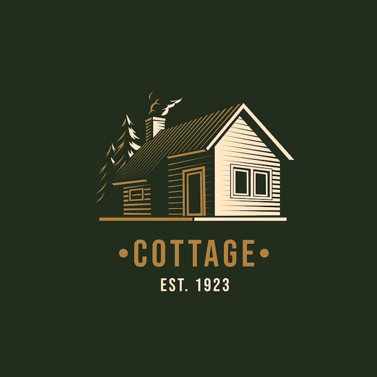 Vecteur gratuit création de logo de chalet dessiné à la main