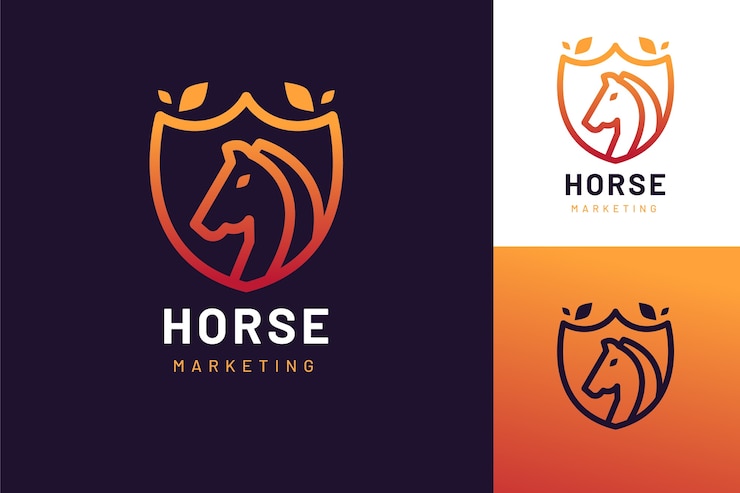 Vecteur gratuit création de logo de cheval dégradé