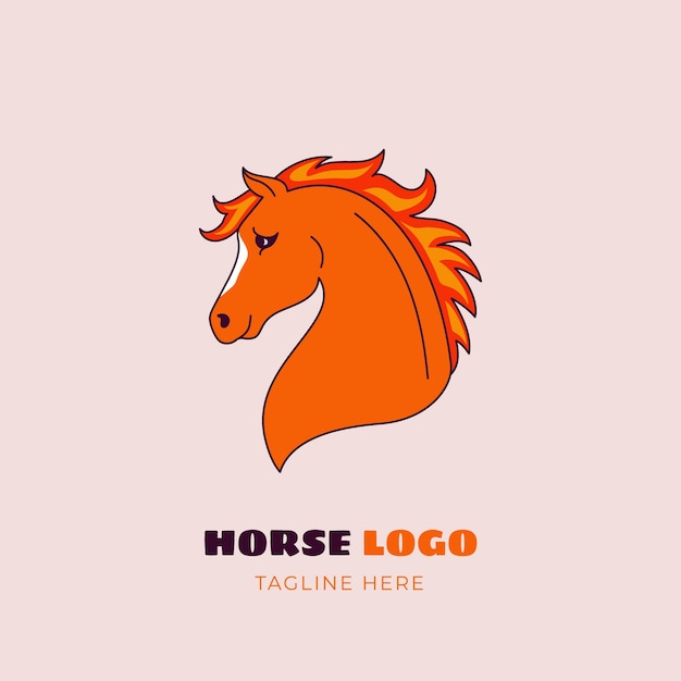 Vecteur gratuit création de logo de cheval dessiné à la main