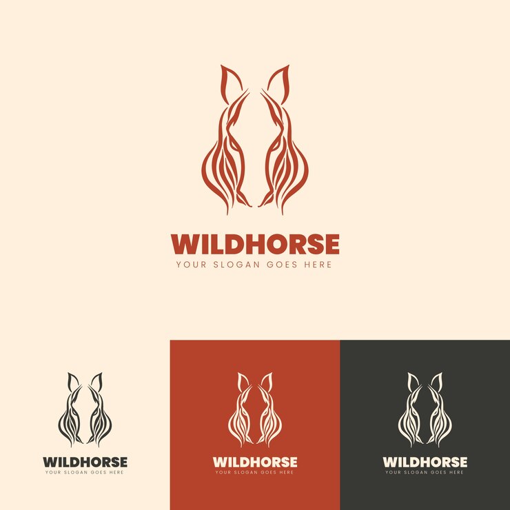 Vecteur gratuit création de logo de cheval dessiné à la main