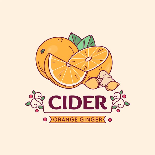 Vecteur gratuit création de logo de cidre dessiné à la main