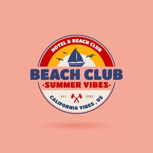 Vecteur gratuit création de logo de club de plage design plat