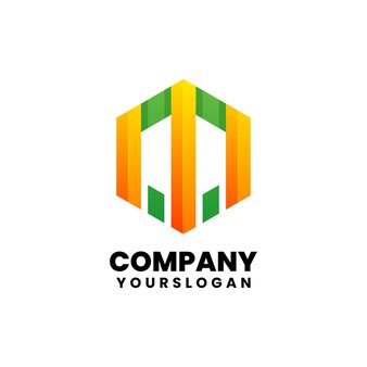 Création de logo coloré lettre m polygone