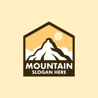 Création de logo de coucher de soleil sur la montagne