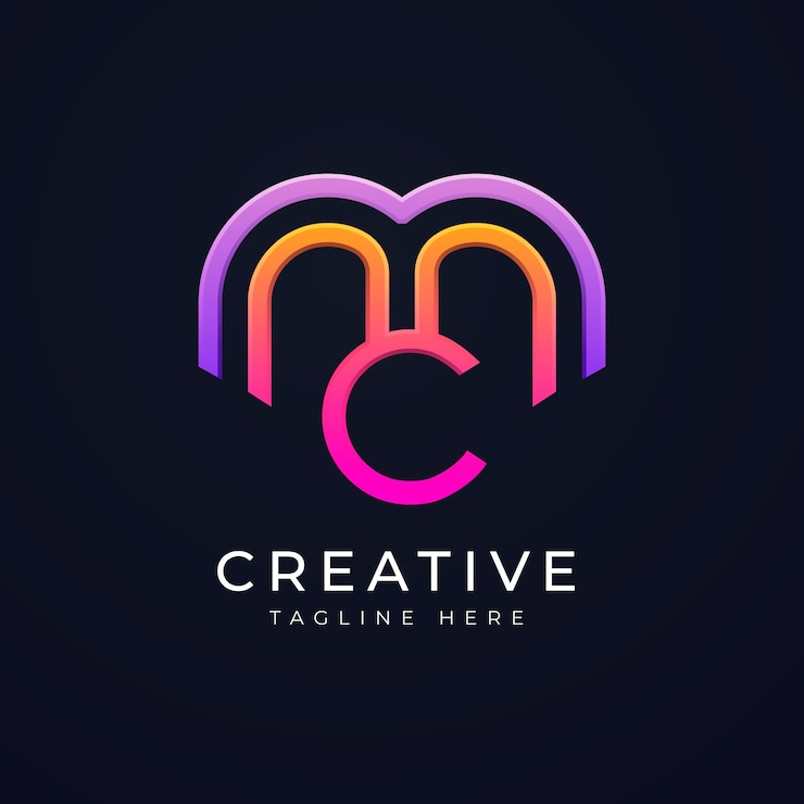 Vecteur gratuit création de logo dégradé mc