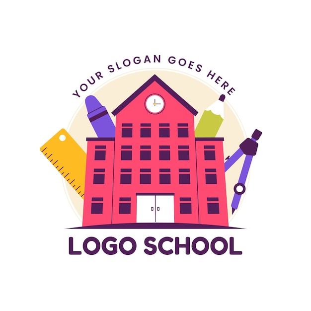 Vecteur gratuit création de logo d'école primaire dessiné à la main