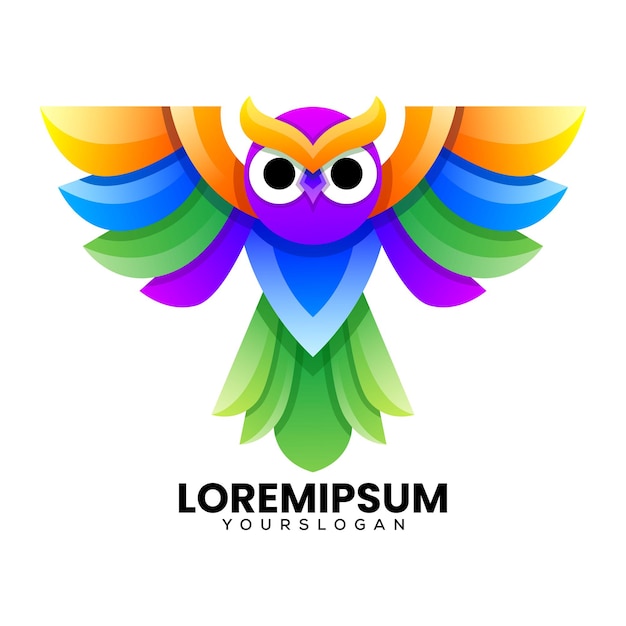 Vecteur gratuit création de logo de hibou oiseau coloré