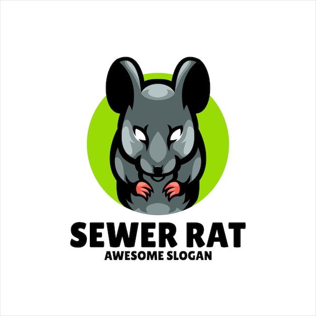 Vecteur gratuit création de logo d'illustration de mascotte de rat