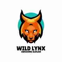 Vecteur gratuit création de logo d'illustration de mascotte de tête de lynx