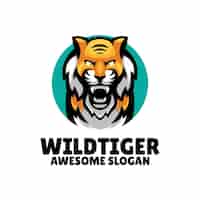 Vecteur gratuit création de logo illustration mascotte tête de tigre