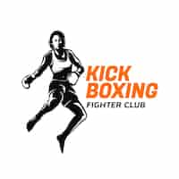 Vecteur gratuit création de logo de kickboxing dessiné à la main