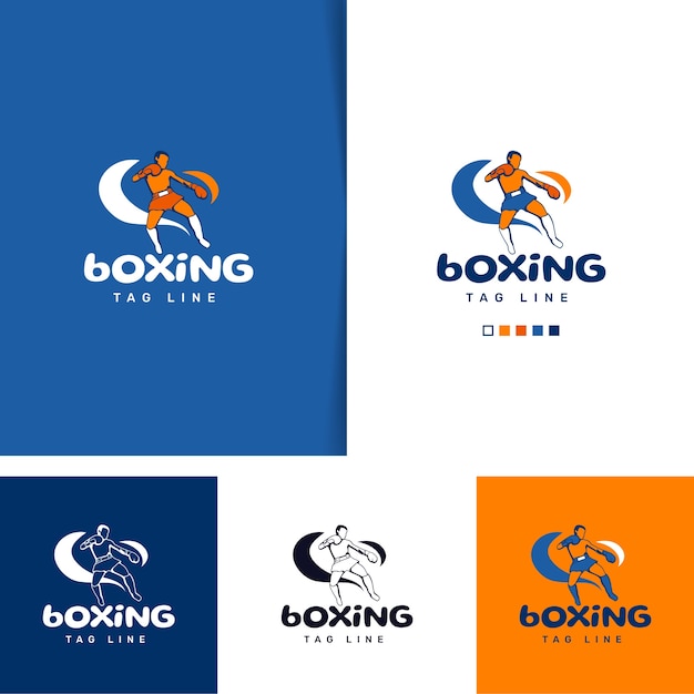 Vecteur gratuit création de logo de kickboxing