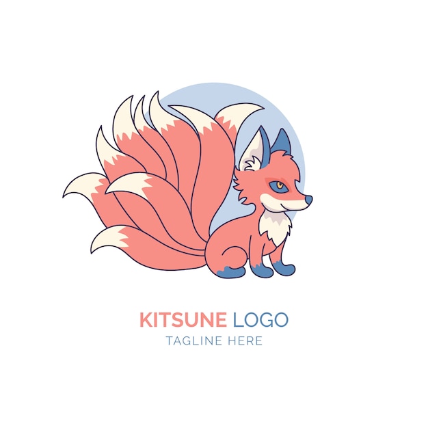 Vecteur gratuit création de logo kitsune dessiné à la main