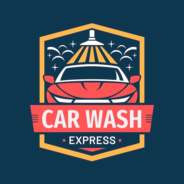 Création De Logo De Lavage De Voiture Dessiné à La Main