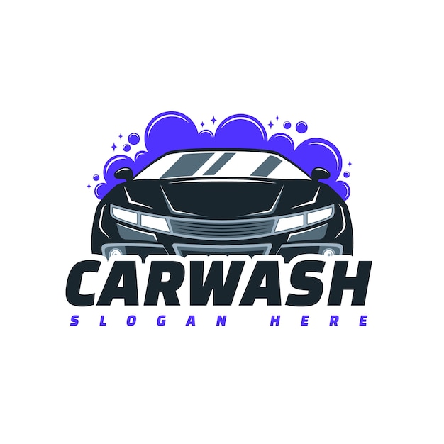 Vecteur gratuit création de logo de lavage de voiture dessiné à la main