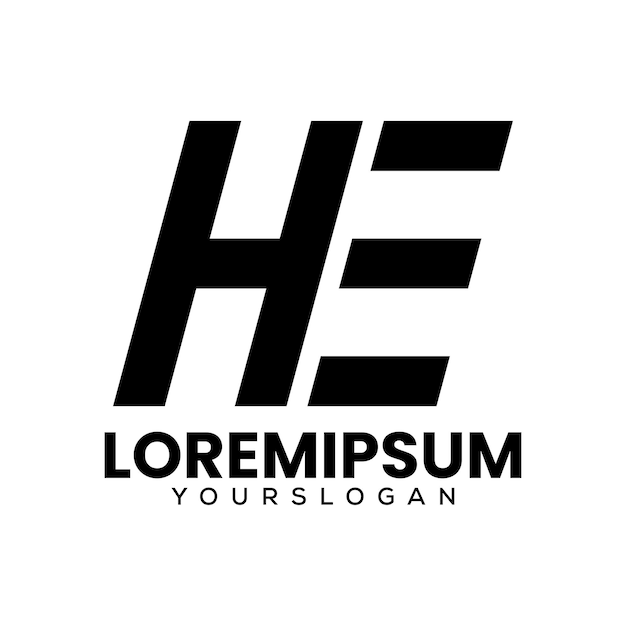 Vecteur gratuit création de logo lettre h et e