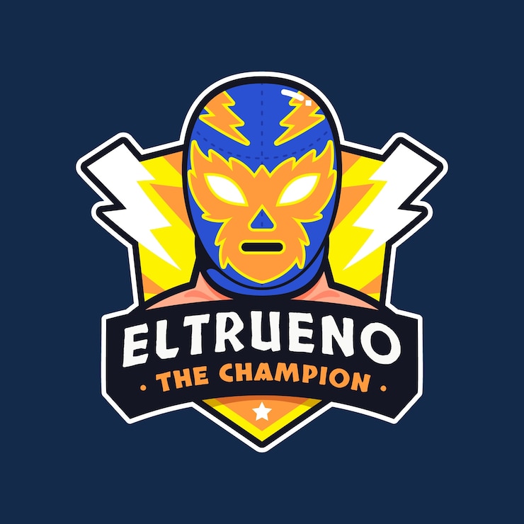 Vecteur gratuit création de logo de lutteur mexicain dessiné à la main