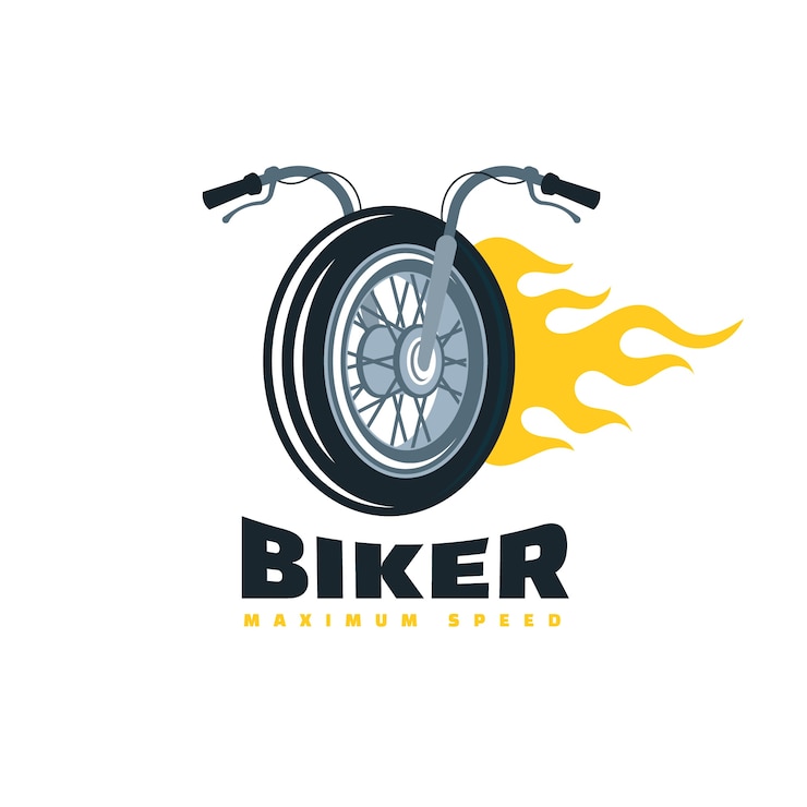 Vecteur gratuit création de logo de motard dessiné à la main