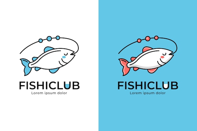 Création De Logo De Pêche Design Plat