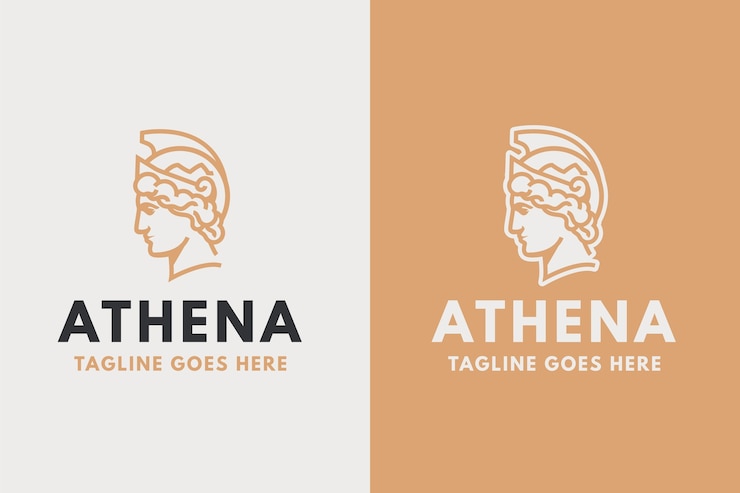 Vecteur gratuit création de logo de personnage d'athéna