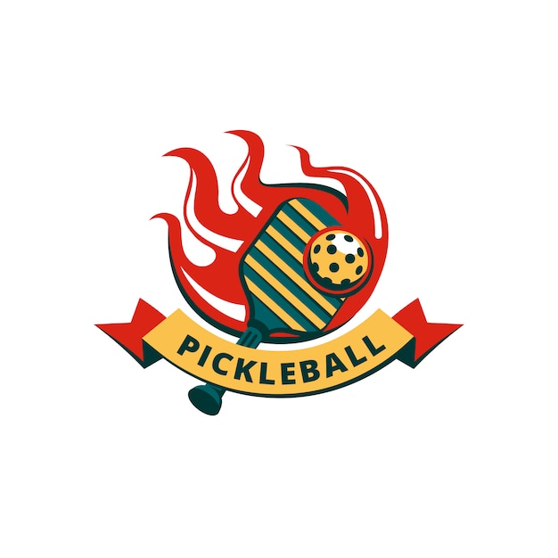 Vecteur gratuit création de logo de pickleball design plat