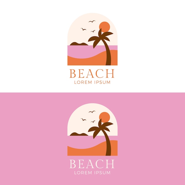 Création De Logo De Plage Design Plat