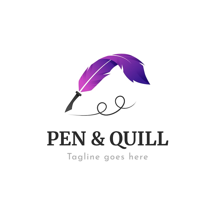 Vecteur gratuit création de logo de plume d'oie
