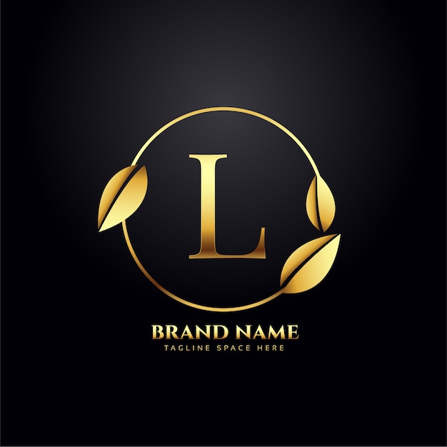 Vecteur gratuit création de logo premium lettre l feuilles dorées
