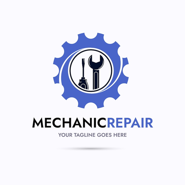 Vecteur gratuit création de logo de réparation mécanique