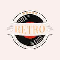 Vecteur gratuit création de logo de restaurant rétro avec vinyle