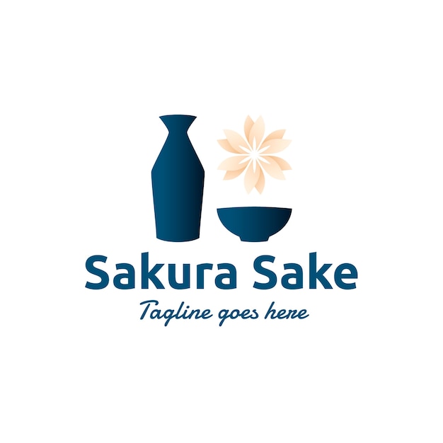 Vecteur gratuit création de logo de saké dégradé