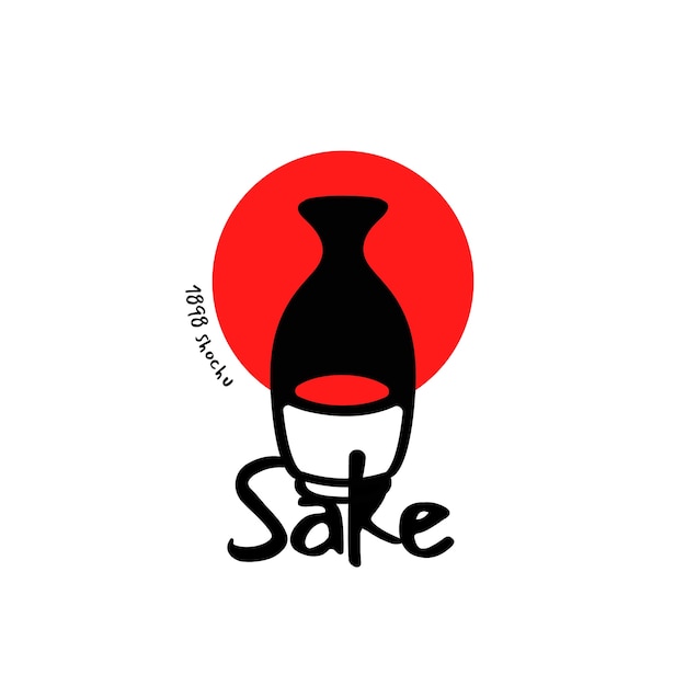 Vecteur gratuit création de logo de saké dessiné à la main