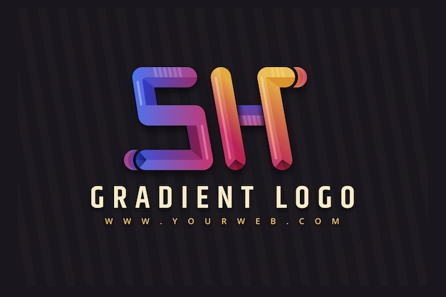 Vecteur gratuit création de logo sh dégradé