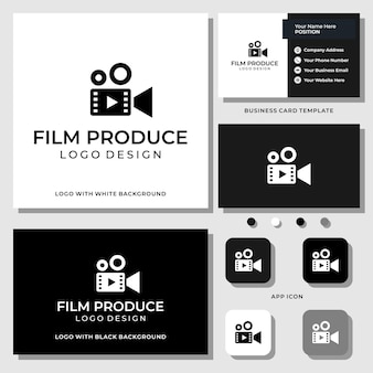 Création de logo simple pour l'industrie de la production cinématographique avec modèle de carte de visite