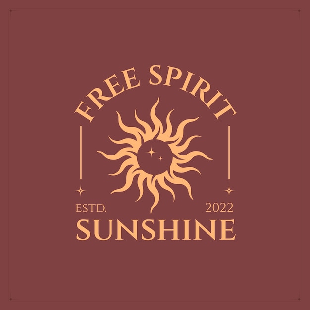 Vecteur gratuit création de logo soleil boho dessiné à la main