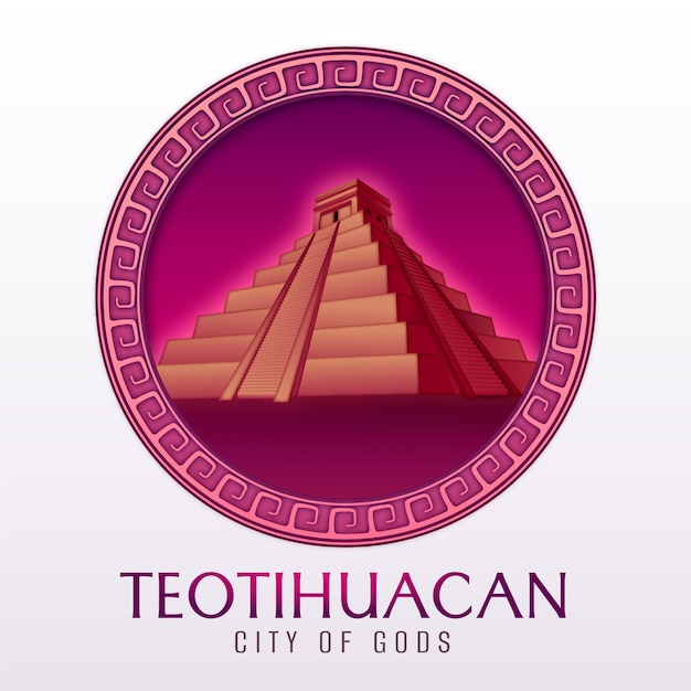 Vecteur gratuit création de logo teotihuacan dégradé
