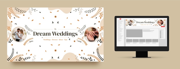 Vecteur gratuit création d'un modèle d'art pour une chaîne youtube de mariage