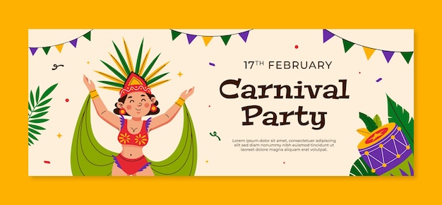 Vecteur gratuit création d'un modèle de couverture facebook pour le carnaval