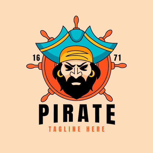 Vecteur gratuit création de modèle de logo pirate