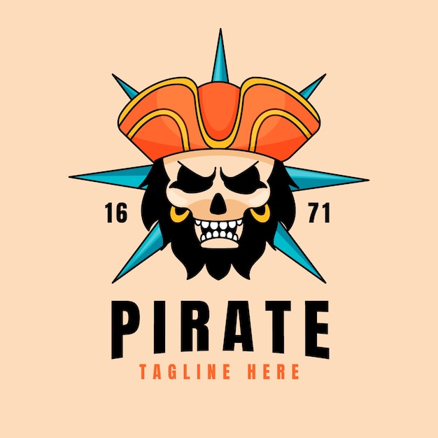 Vecteur gratuit création de modèle de logo pirate