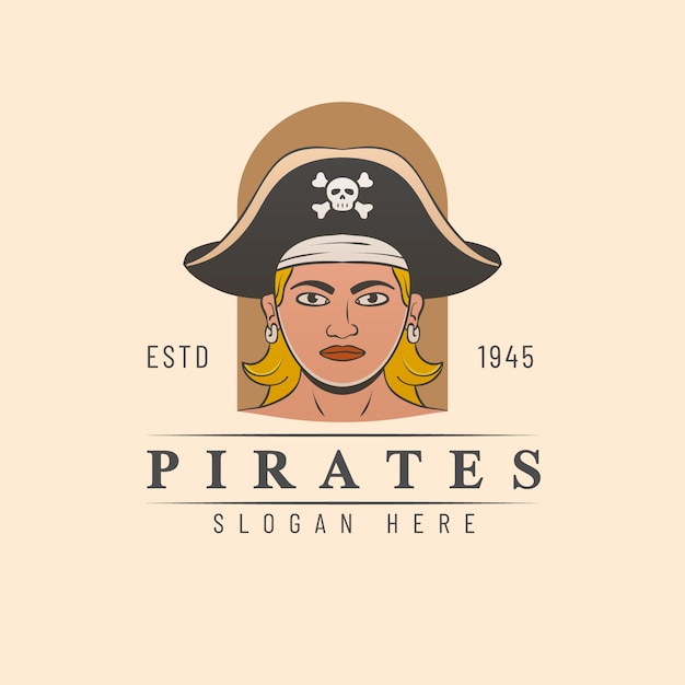 Vecteur gratuit création de modèle de logo pirate