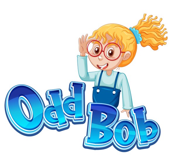 Création de texte de logo Odd Bob avec une fille ringard