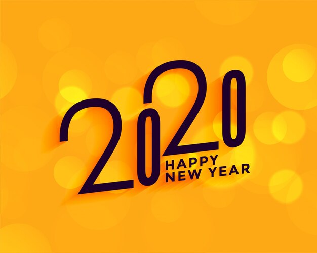 Creative 2020 bonne année sur fond jaune