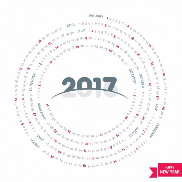 Vecteur gratuit creative circle 2017 calendrier modèle