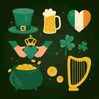 Vecteur gratuit creative dessiné st. pack d'éléments patrick's day