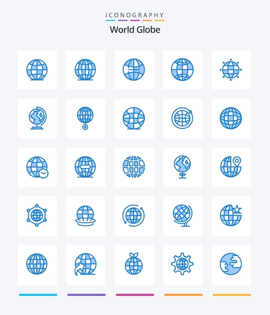 Creative Globe 25 Pack d'icônes bleues telles que le globe terrestre global world globe