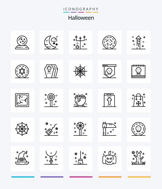 Vecteur gratuit creative halloween 25 pack d'icônes outline tels que le ver d'halloween effrayant halloween effrayant