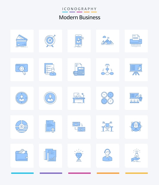 Vecteur gratuit creative modern business 25 blue icon pack tels que la mission de chat en direct sur mobile