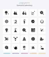 Vecteur gratuit creative science 25 glyph solid black icon pack tels que réagir la recherche de molécules de biologie scientifique